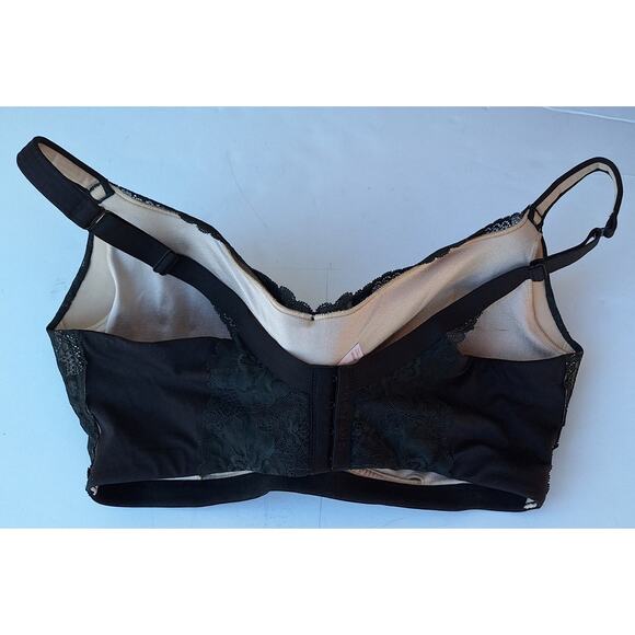 Cacique Black Lace Bra Lightly Lined Full Coverage Wireless Size 40 DDD Coquette - Picture 9 of 9